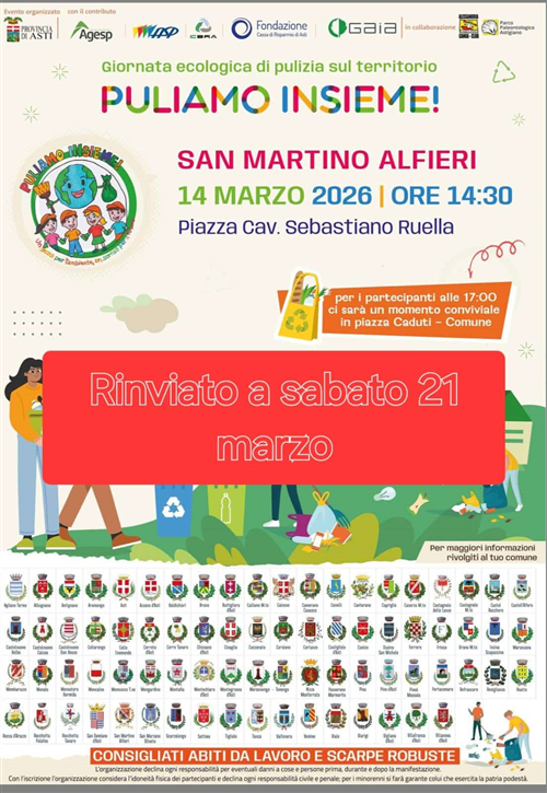 Puliamo insieme! - Giornata ecologica di pulizia sul territorio - RINVIATO