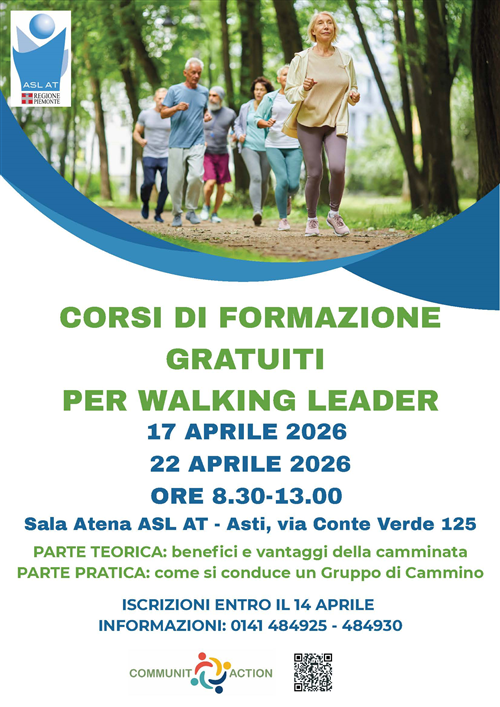 Gruppi di cammino ASL AT - Corsi per Walking Leader 17 e 22 aprile